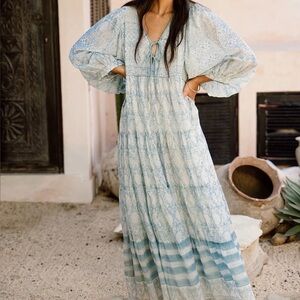 Daughters of India Jasmine sea mist Blue Maxi Dress